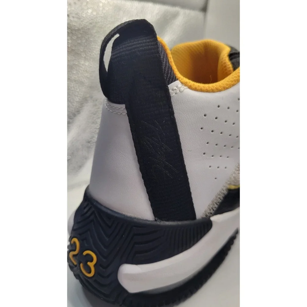 Jordan Mid Top Colorblock Lace Up Leather Sneakers Black White Yellow DC7230